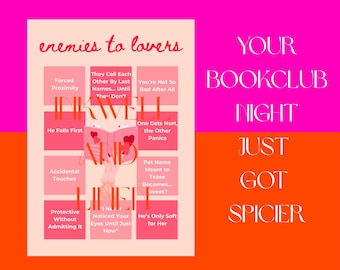 Enemies to Lovers Romance Book Bingo | Bookclub Game Printable | Romantic Tropes Reading Challenge | Fun Bookish Game for Girls Night