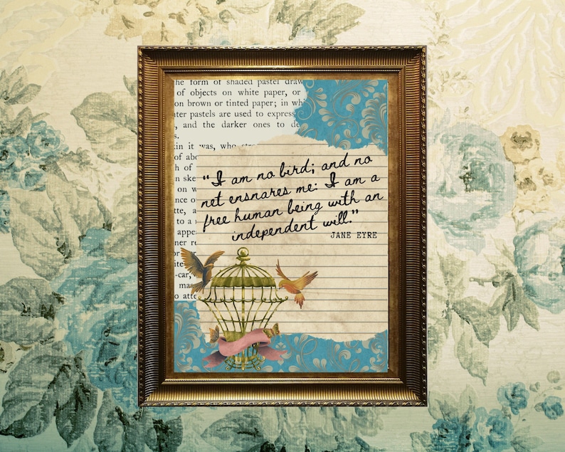 'I Am No Bird' poster – Charlotte Brontë quote wall art