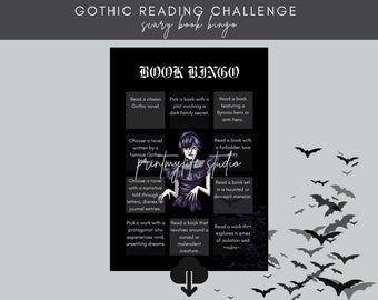 Halloween Reading Challenge - Gothic Book Bingo - Scary Fall Book Tracker - Book Club Game - For Horror Thriller Lovers