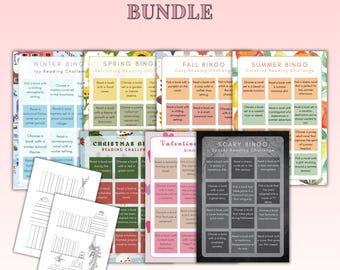 Book Bingo 2025 | Monthly Reading Challenge | Reading Challenges | Seasonal & Christmas Bingo | PDF Printable