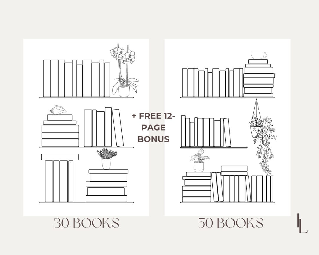 Reading Tracker | Coloring Bookshelf Tracker | A4 A5 Letter Digital ...