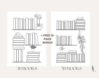Reading Tracker | Coloring Bookshelf Tracker | A4 A5 Letter Digital Reading Log Bookclub | 50 & 100 Books | Printable File Instant Download