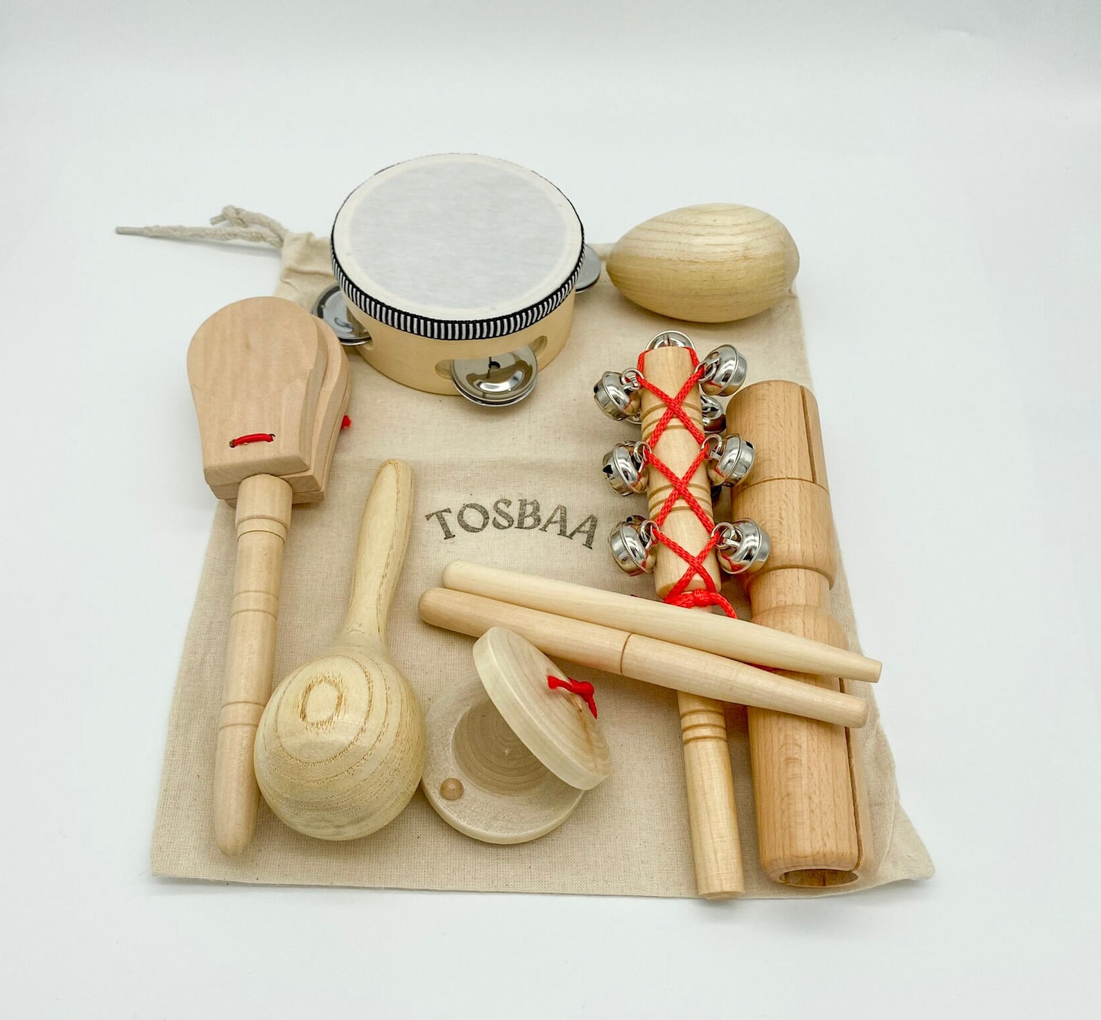 Wooden Musical Instruments Set, Musical Wooden Toys Natural Montessori Educational Montessori