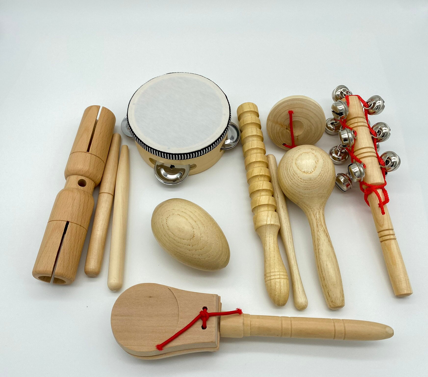 Wooden Musical Instruments Set, Musical Wooden Toys Natural Montessori Educational Montessori