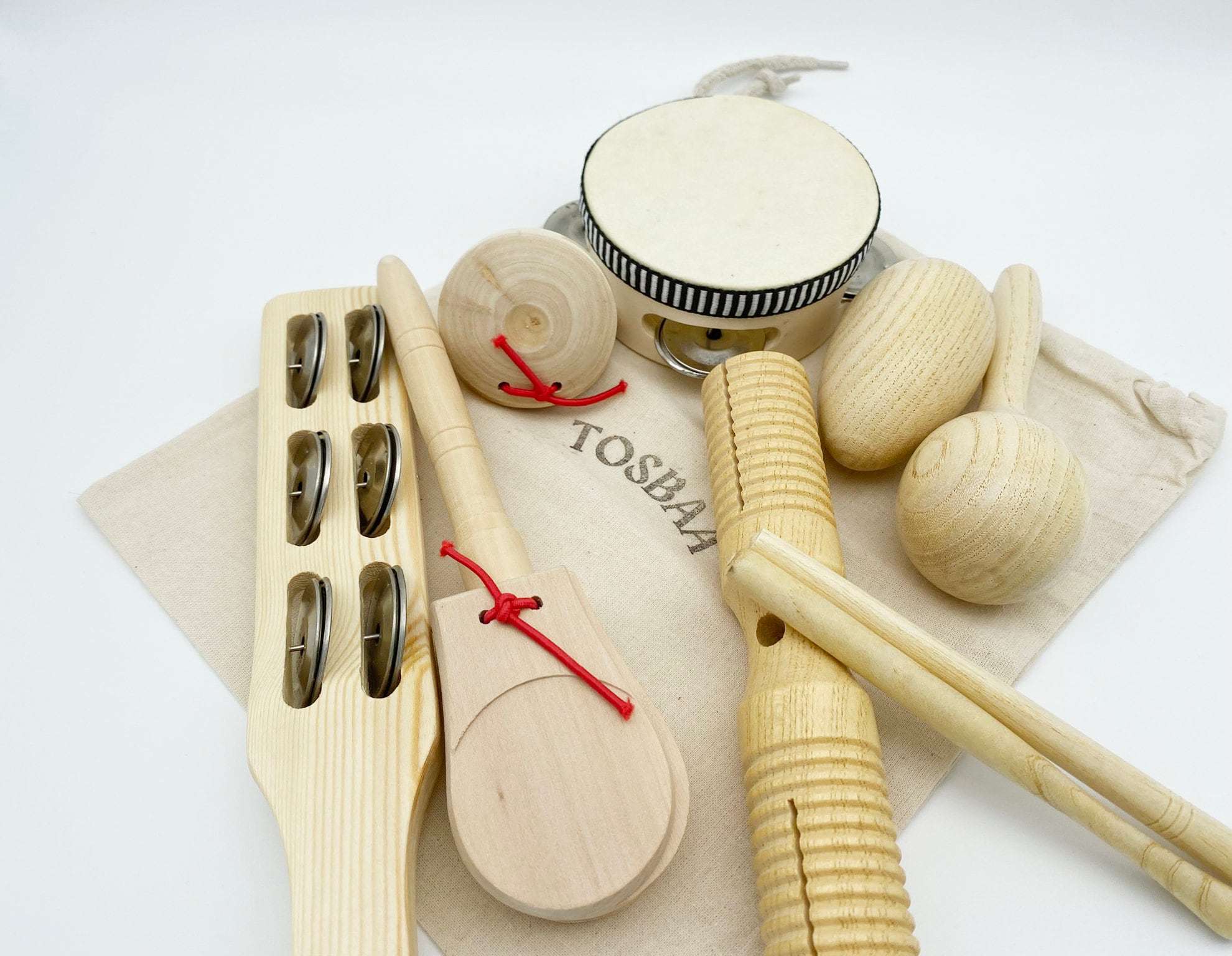 Wooden Musical Instruments Set With Wooden Craft Tray, Musical Wooden Toys Natural Montessori