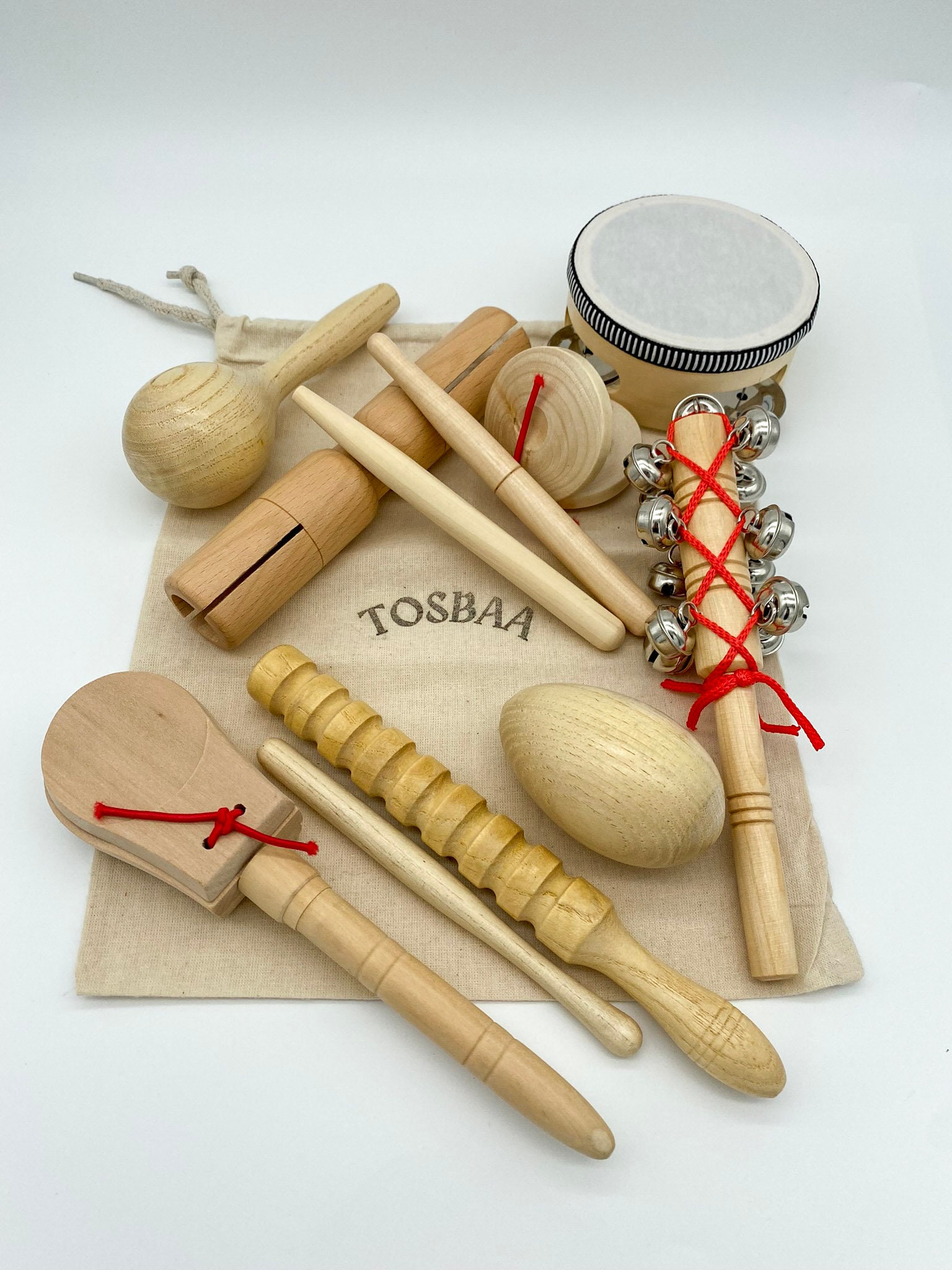 Wooden Musical Instruments Set, Musical Wooden Toys Natural Montessori Educational Montessori