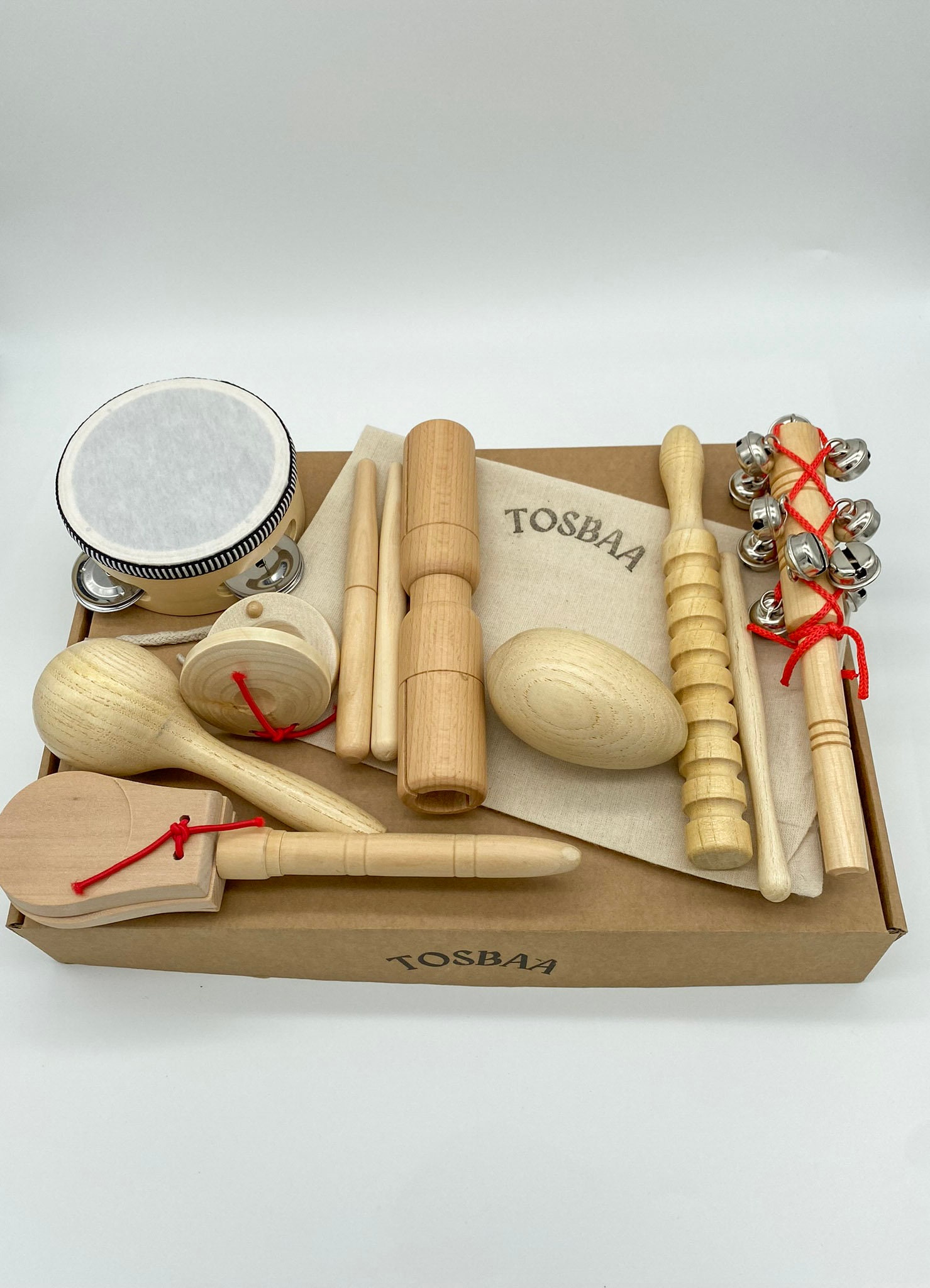 Wooden Musical Instruments Set, Musical Wooden Toys Natural Montessori Educational Montessori