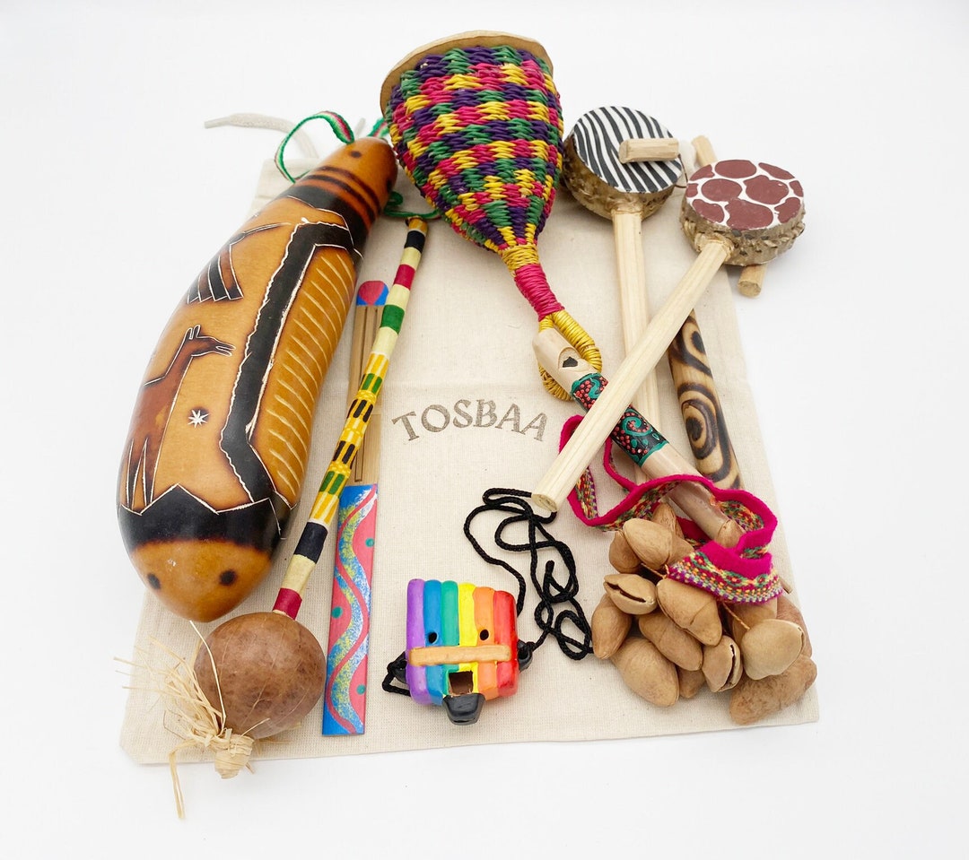 Collection of 10 Assorted Multicultural Instruments Global Sounds Pack Presented in a Zulu