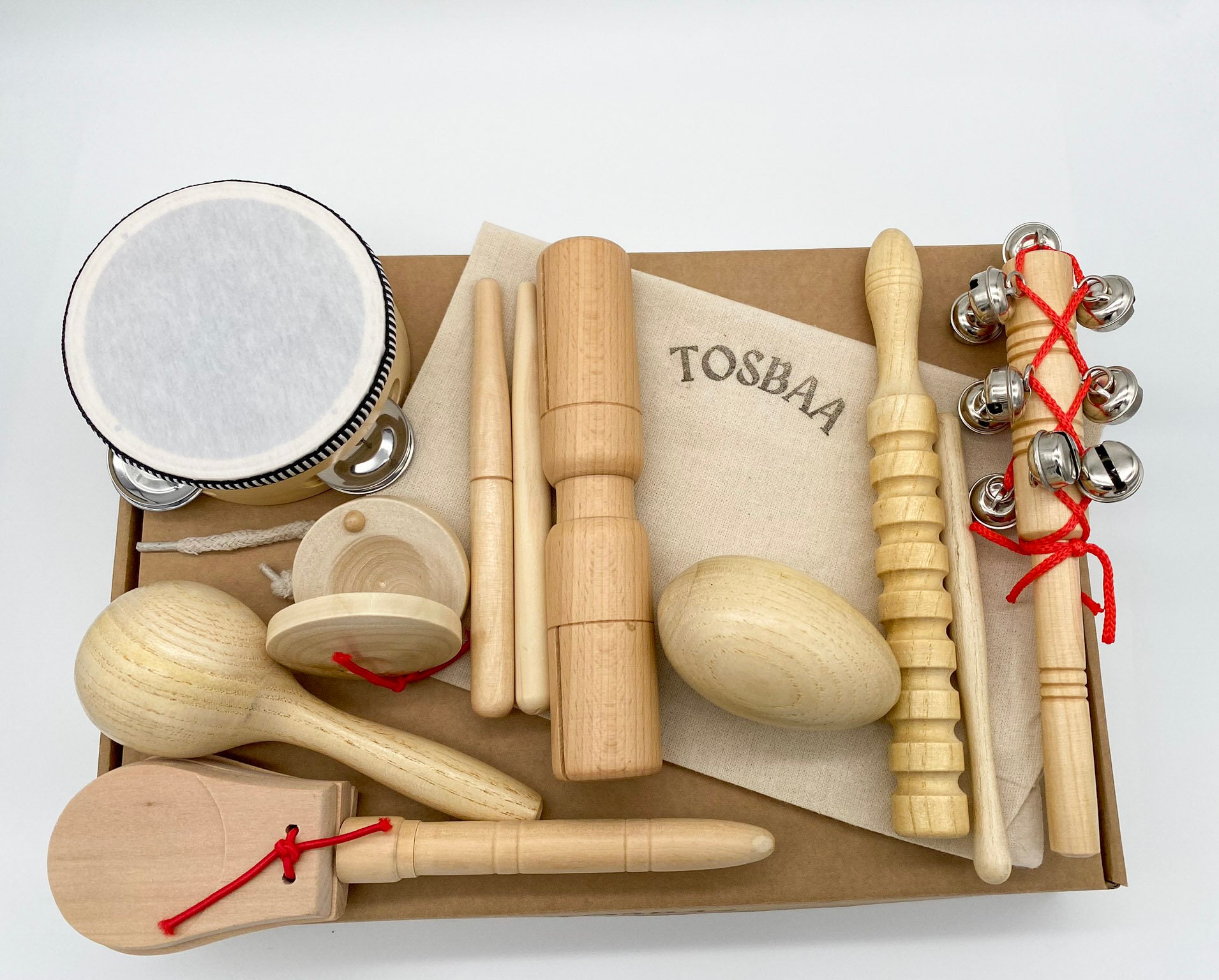 Wooden Musical Instruments Set, Musical Wooden Toys Natural Montessori Educational Montessori