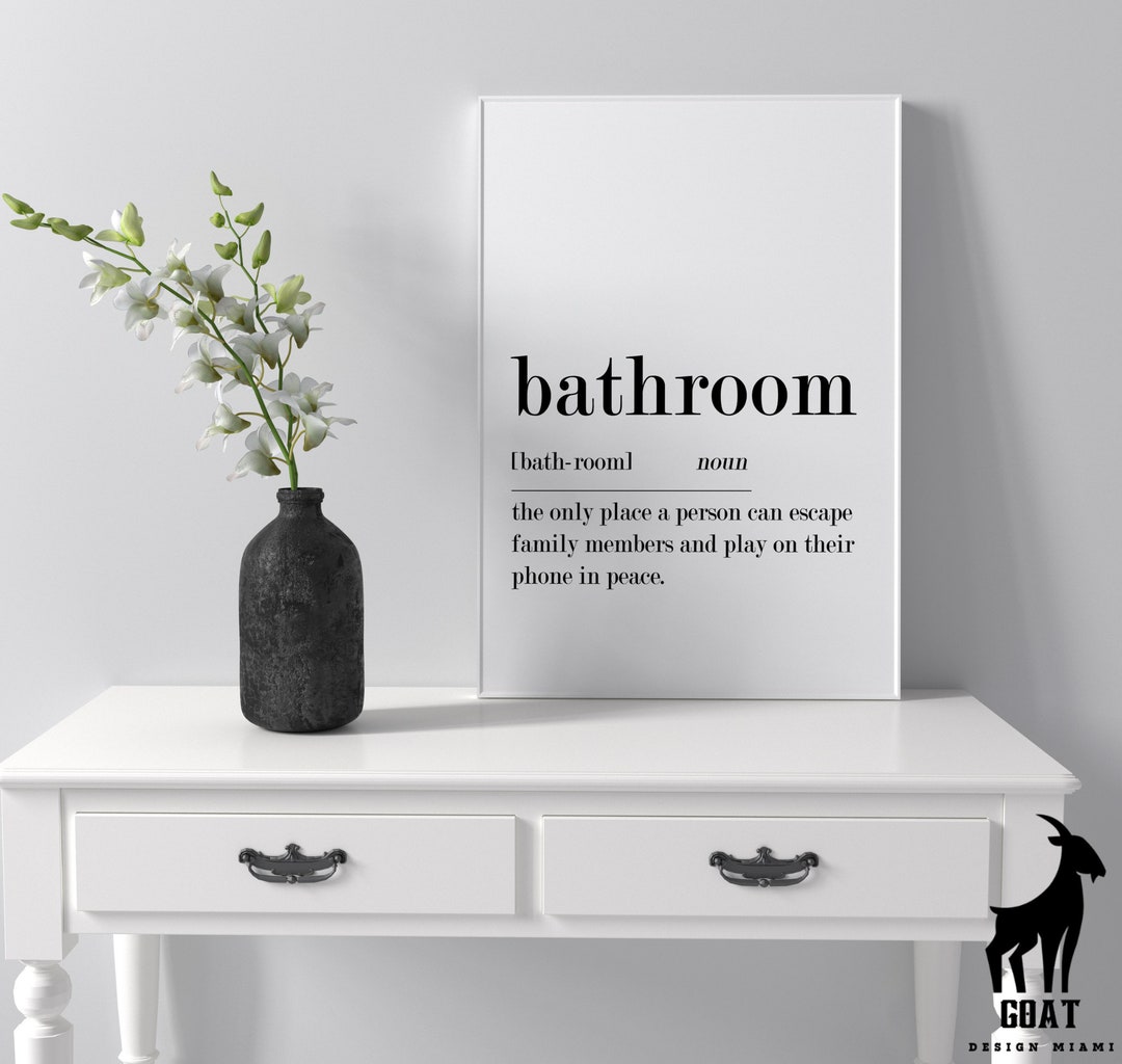 Bathroom Definition Wall Art, Printable Bathroom Wall Art, Home Wall