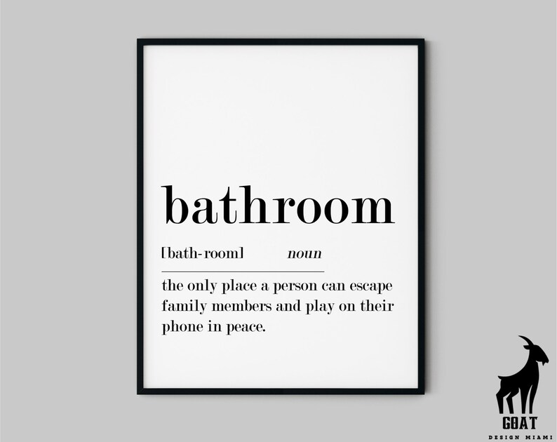 Bathroom Definition Wall Art, Printable Bathroom Wall Art, Home Wall