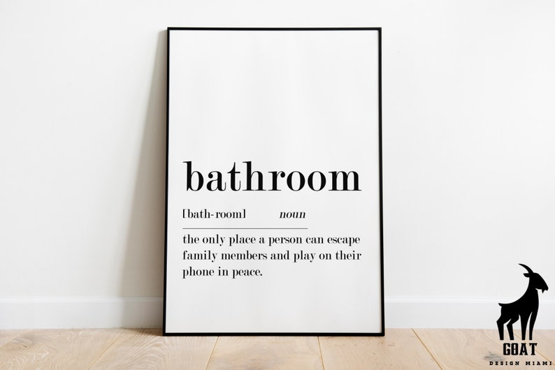 Bathroom Definition Wall Art, Printable Bathroom Wall Art, Home Wall