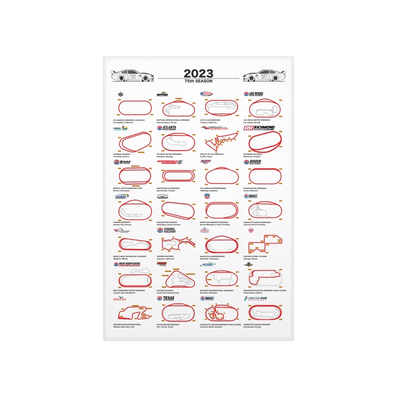Printable NASCAR 2023 Calendar, Wall Art Nascar Poster Wall, NASCAR