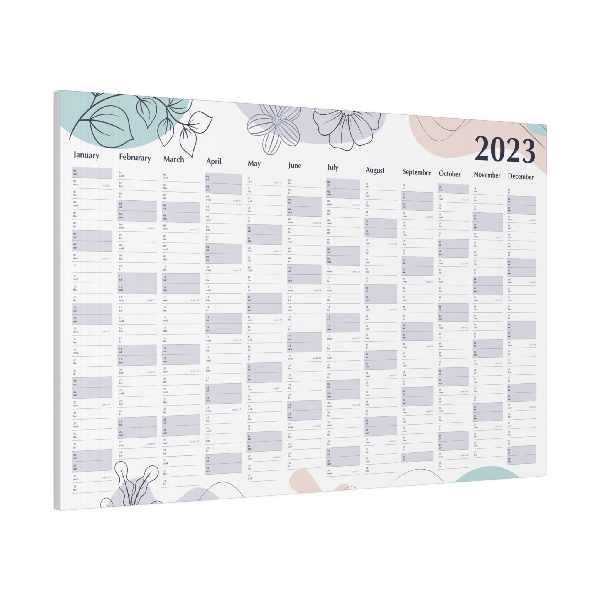 2023 Year Calendar Printable 2023 Wall Planner Annual Planner Yearly