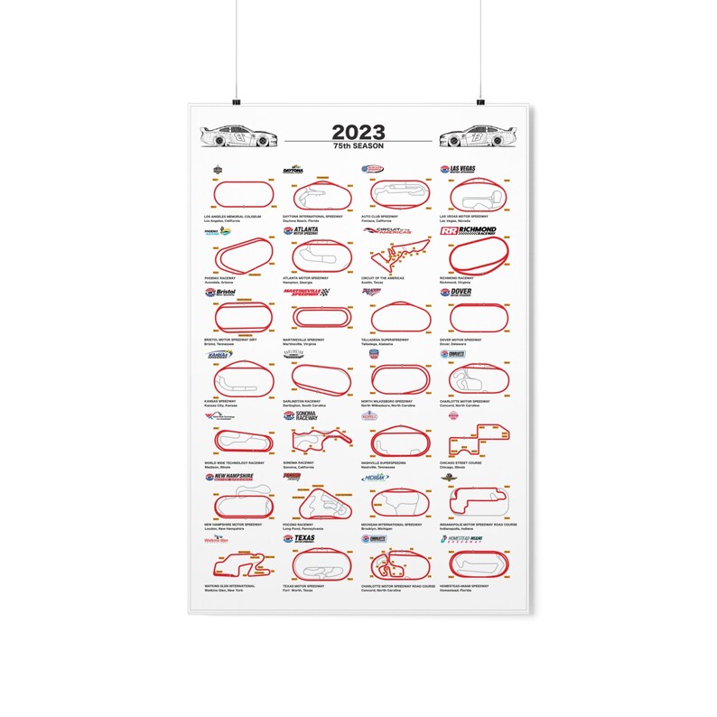 Printable NASCAR 2023 Calendar, Wall Art Nascar Poster Wall, NASCAR