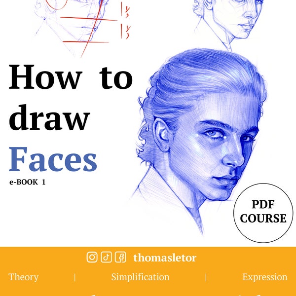 Tutorial per disegnare ritratti Come disegnare i volti passo dopo passo Disegno dell'artista Thomas Letor EBOOK Dessin du Visage tuto