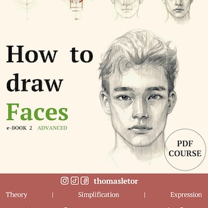 Advanced Constructive Portrait Drawing Tutorial by Artist Thomas Letor EBOOK How to draw Faces Step by Step Character Design Illustration