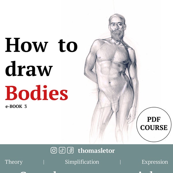 Advanced Constructive Figure Drawing Tutorial by Artist Thomas Letor EBOOK How to draw Bodies Step by Step art Illustration tutorial