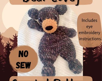 Bear Lovey Crochet Pattern: No Sew Baby Toy (PDF Pattern)
