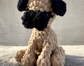 Customizable Chenille Pug Stuffed Animal: Dog Portrait Decor and Toy