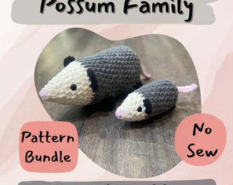 Possum Family Crochet Pattern: No Sew Amigurumi (PDF Pattern)