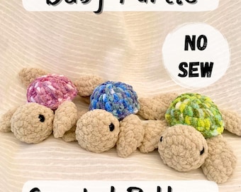 Baby Turtle Crochet Pattern: No Sew Amigurumi Stuffed Animal (PDF Pattern)