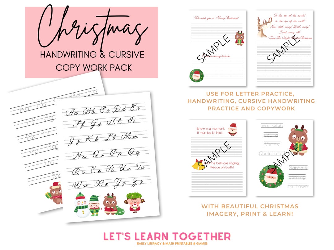Christmas Handwriting Copy Work Printable / Christmas Cursive Practice / Kindergarten Christmas Copy Work - Etsy christmas-handwriting-copy-work-printable-christmas-cursive-practice-kindergarten-christmas-copy-work-etsy