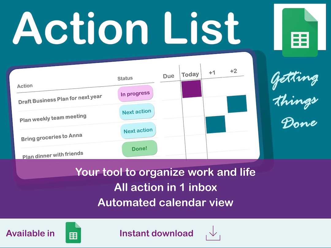 Action List, to Do List, Google Sheet Spreadsheet, Template, Getting ...
