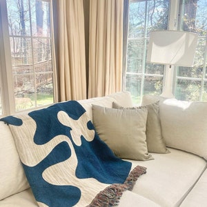 Woven plaid, dancing shapes, handmade blanket and wall rug