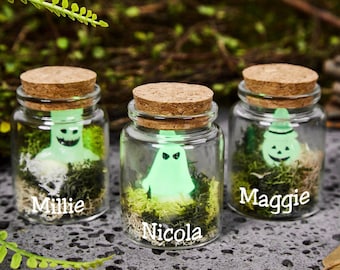 Ghost In a Bottle - Glows In The Dark, Ghost In a Jar, Personalized Halloween Gift, Halloween Party Favors, Spooky Gift, Trick Or Treat Gift