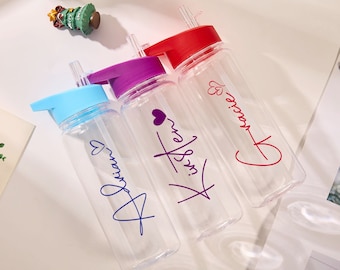 Bottiglia d'acqua personalizzata con nomi Bottiglia d'acqua personalizzata per bambini Bicchiere d'acqua per bambini Tazza da 500 ml per bambini Regalo per ragazzi e ragazze Bomboniere per bambini