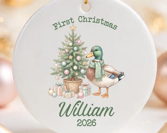 Personalized Baby’s First Christmas Ornament 2026, Custom Name Baby Girl or Boy 1st Xmas Ornament, Newborn Keepsake Gift, Holiday Ornament