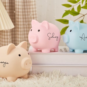 Personalisierte Sparschwein mit Namen, Kinder Spardose, Sparschwein Geschenk, Kindergeldbank, Kinder Geburtstagsgeschenk, Kinderzimmer Dekor, Geschenk für Jungen Bild 1