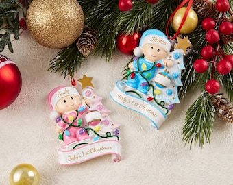Baby Girl & Boy 1st Christmas Ornaments Custom Baby Name Ornaments Personalized Christmas Ornaments for Kids Baby Shower Gift Christmas Gift