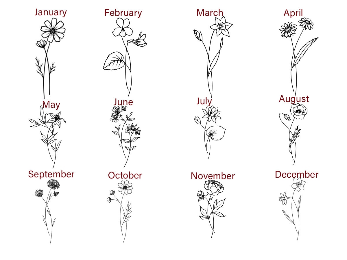 Birth Flower Mirror for Her Birthday Gift Personalized Month Etsy