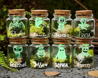 Mini Ghosts In a Jar, Personalized Ghost In Bottle, Ghost In Glass Jar, Desk Ghost, Ghost Companion, Halloween  Goth Gift, Trick Or Treat