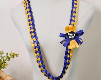 2026 Graduation Lei with Name, Braided Satin Ribbon Personalized, Senior Night Gift Lei, Custom Lei for Graduation, Graduation Gift for Her