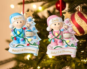 Personalized Christmas Ornaments with Baby Name,Baby 1st Christmas,Baby Shower Gift,Baby Boy Ornaments,Christmas Tree Ornament,New Baby Gift