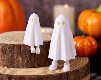 Miniature 3D Printed Halloween Ghost with feet Halloween Home Decor 3D Printed Ghost Cute Ghost Figurine Spooky Gift Party Decor Goth Gift