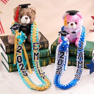 Lei de graduación con birrete de graduación, Lei de banda de graduación personalizado, regalo de cinta de la clase de 2025 para graduados, estudiantes de último año, de secundaria y universitarios