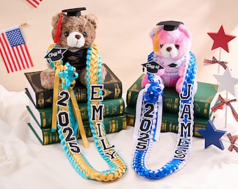 Graduation Lei with Grad Cap Personalized Graduation Sash Lei Class of 2026 Ribbon Gift for Graduates Seniors/High School/College Graduates