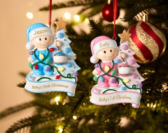 Baby Girl & Boy 1st Christmas Ornaments Custom Baby Name Ornaments Personalized Christmas Ornaments for Kids Baby Shower Gift Christmas Gift