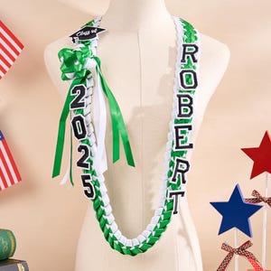 Lei de graduación con birrete de graduación, Lei de banda de graduación personalizado, regalo de cinta de la clase de 2025 para graduados, estudiantes de último año, de secundaria y universitarios