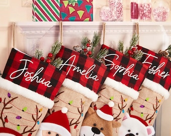 Personalized 3D Christmas Stocking Embroidered Stocking Family Stocking Holiday Stocking Monogram Stocking Holiday Decor Stocking with Name