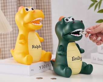 Personalized Piggy Bank, Custom Piggy Bank, Easter Gifts for Kids, Dinosaur Piggy Bank, Kids Coin Bank, Kids Birthday Gift, Baby Shower Gift