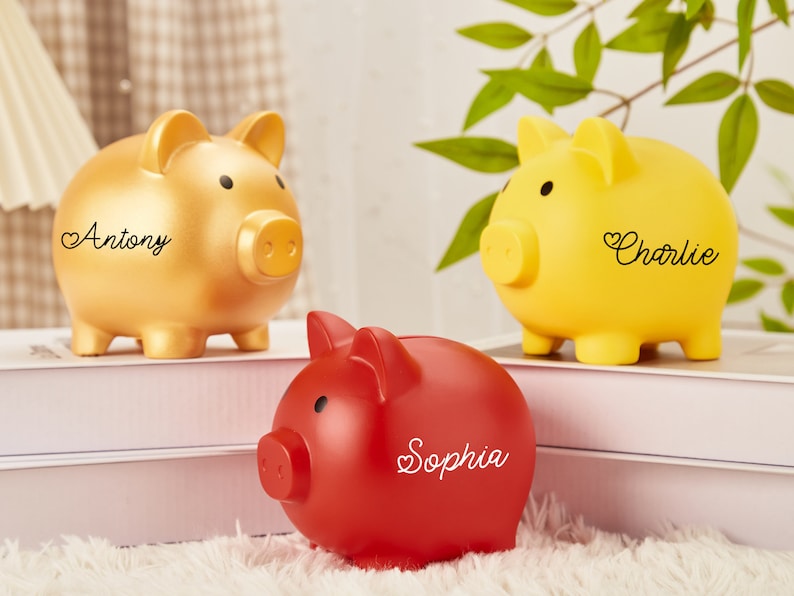 Personalisierte Sparschwein mit Namen, Kinder Spardose, Sparschwein Geschenk, Kindergeldbank, Kinder Geburtstagsgeschenk, Kinderzimmer Dekor, Geschenk für Jungen Bild 3