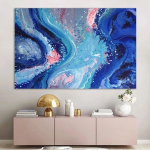 XXL Abstract Acrylic Painting: Blue Contemporary Art (150x100cm)