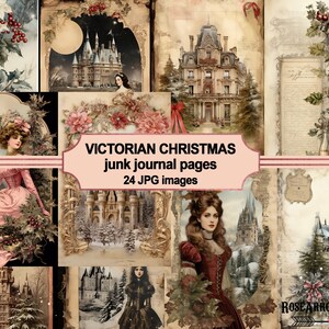Diario della spazzatura di Natale vittoriano stampabile a mezza pagina Mega Bundle / Best Seller Winter Ephemera Scrapbook Documenti digitali