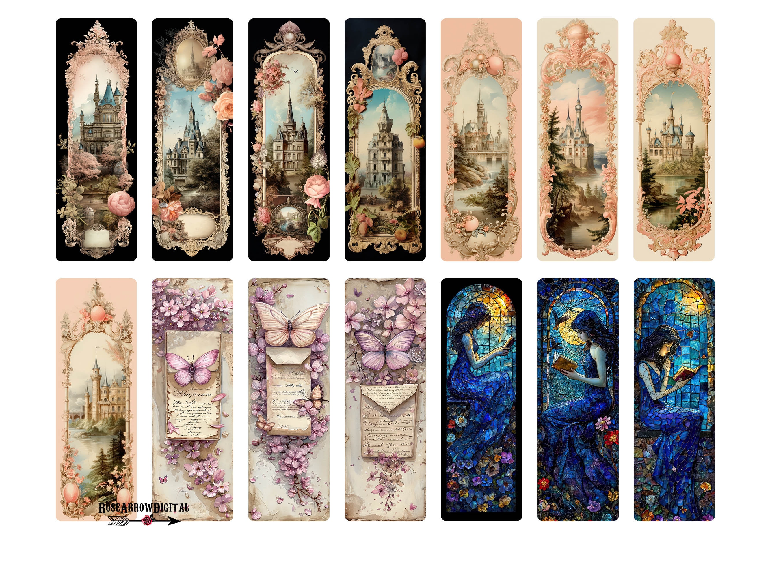 Vintage Victorian Bookmarks Printable PNG Bundle | Gothic Steampunk ...