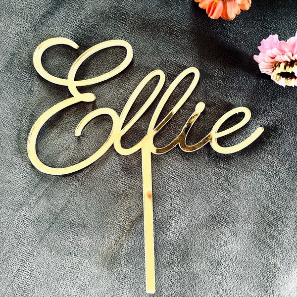 Cute caketopper gold silver with name acrylic or wooden